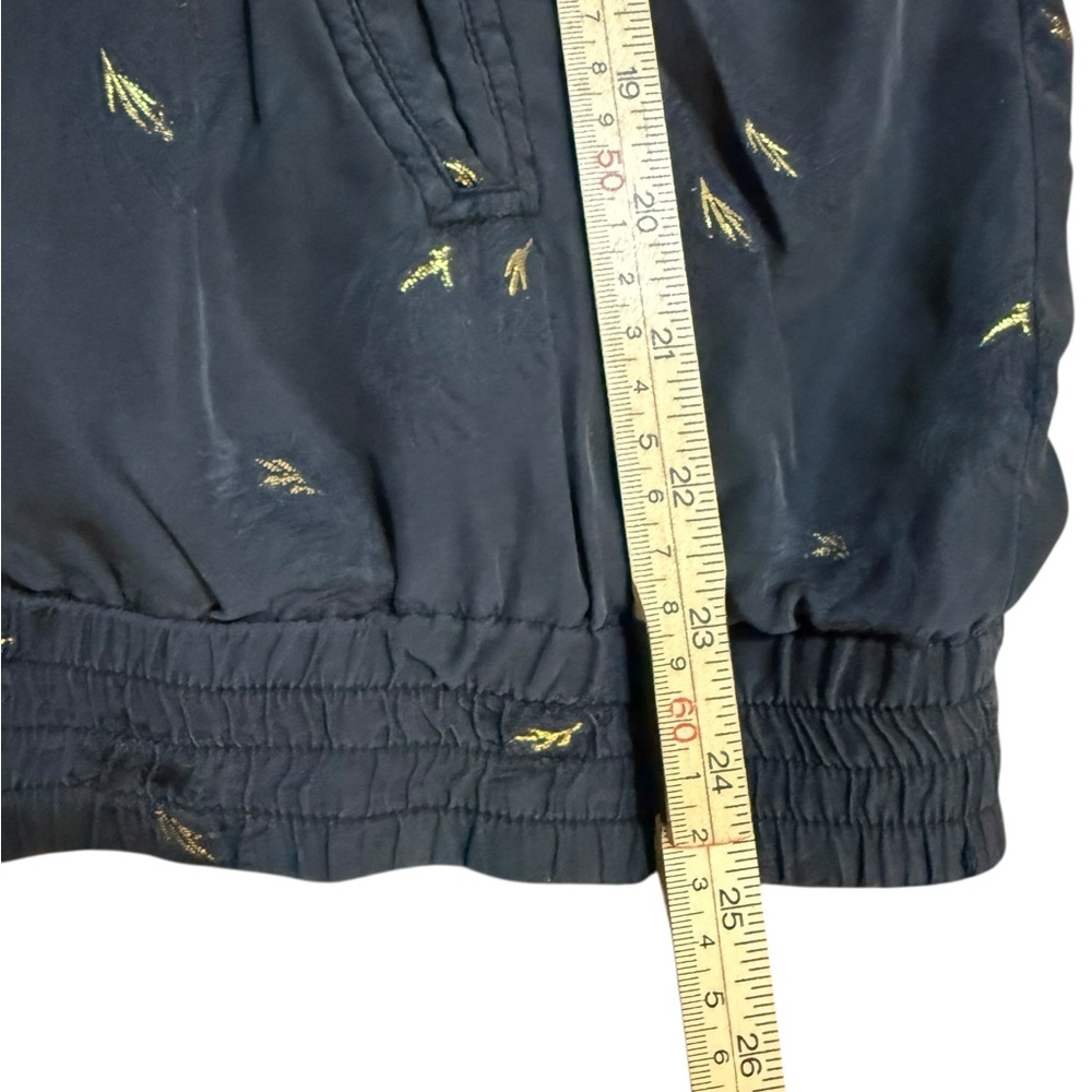 Vintage Mureli 100% Silk Feather-Print Jacket Black Bomber Style ’80s/’90s Sz L - Picture 8 of 15